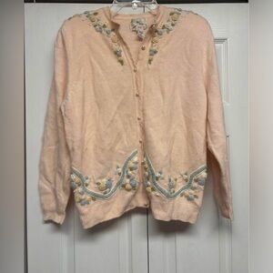 Vintage SML Sport Peach Embroidered Cardigan size M